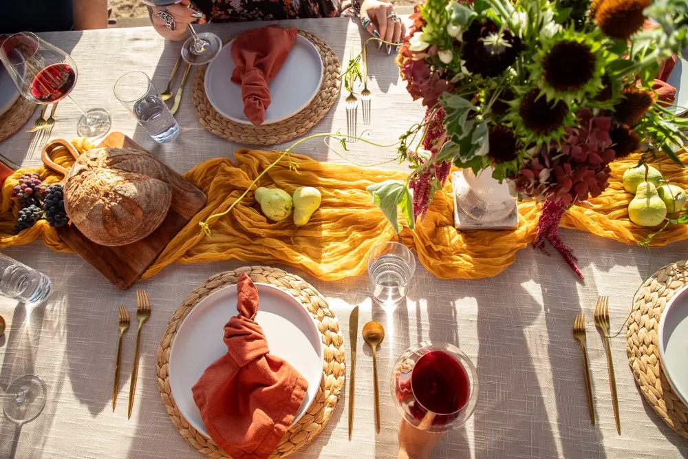The harvest table from above.